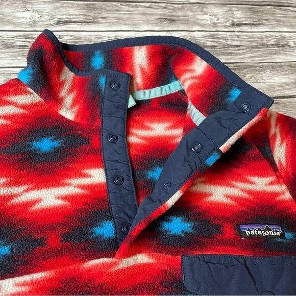 Patagonia Synchilla Quarter Snap-T Wild Desert Red Aztec Fleece XS Extra Small - Picture 3 of 11